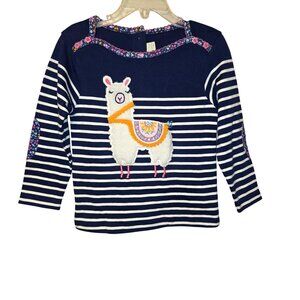 JoJo Maman Bébé Girl 2/3T Long-Sleeved Top Llama Appliqué. 1511